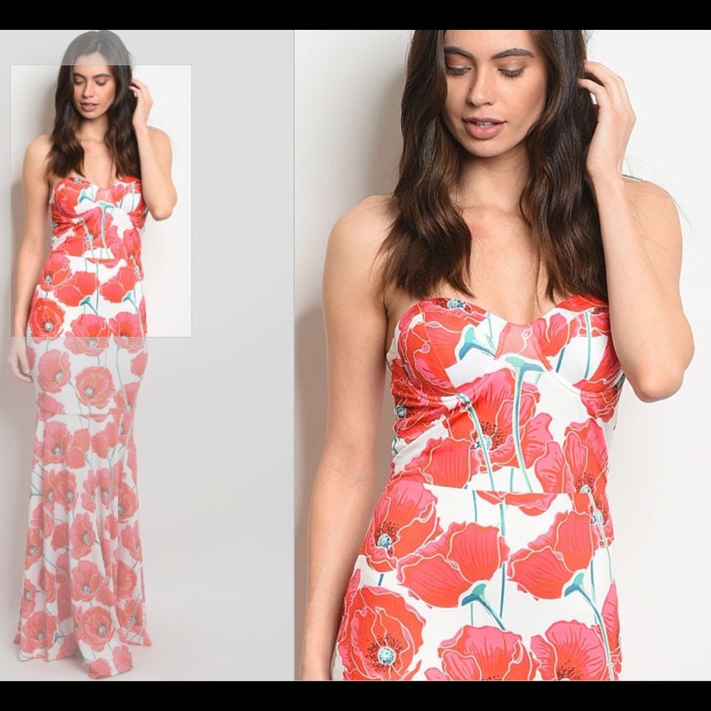 Sale! Ivory Floral Mermaid Dress - Picture 5 of 5
